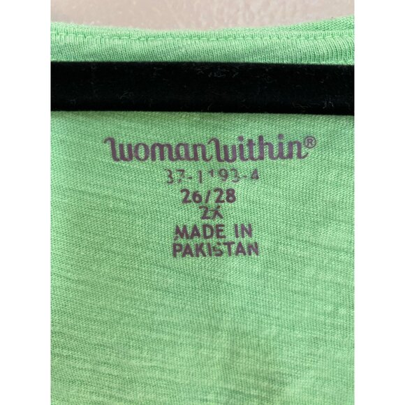 Woman Within Womens Mint Green Cotton Top 26/28 Crochet Neckline 100% cotton - Picture 5 of 7